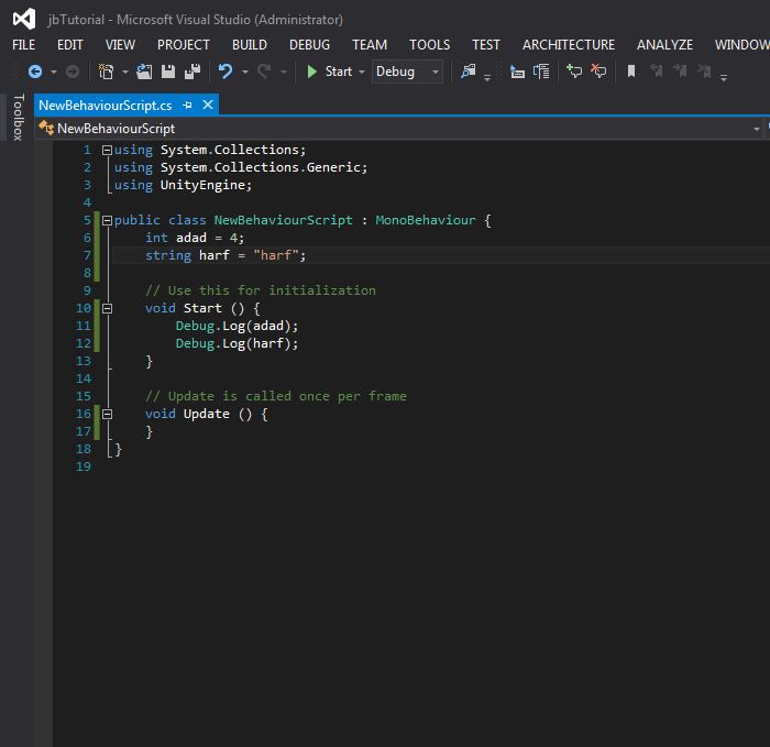 دیباگ گیری متغیر در یونیتی