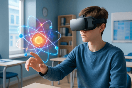 شخصی در حال کسب تجربه با وی آر یادگیری تجربی و تعاملی