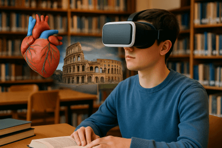 شخصی در حال مطالعه تصویری با واقعیت مجازی